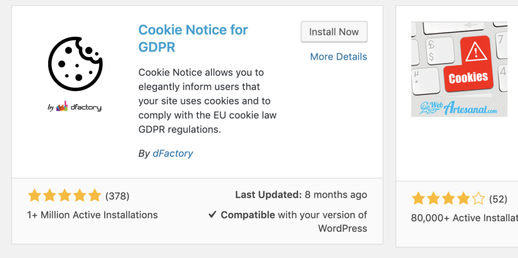 Cookie notice plugin